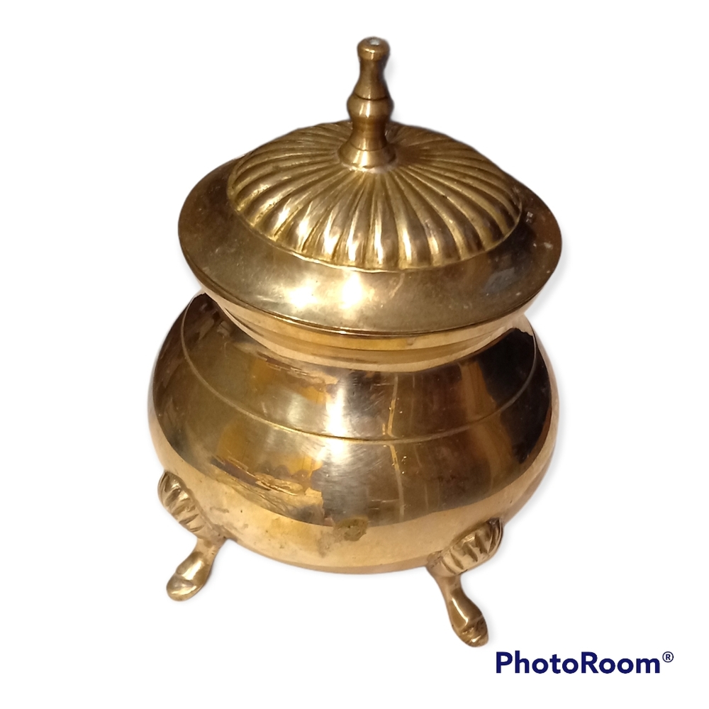 Vintage Silver Brass Jar/India - Picture 1 of 7